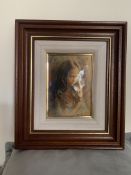Vintage Enamel Paint Young Girl Portrait By Vicente Roso
