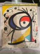 Joan Miro After, Oil Painting On Hardboard Hand Signed, Seal and Stamped, Wax