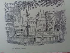 Edward Bawden CBE RA Original Vintage Historic Lithograph of Tower of London