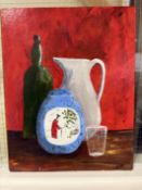 Mid-Century Still Life Oil Painting By W. Porter, Signed and Dated 1974.