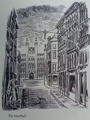 Edward Bawden RA Original Vintage historic Lithograph Old London Lord Mayor's Guildhall