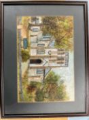 Watercolour Painting of A Church, Likely In The English Countryside. Signed