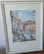 Engraving Print Roma “Fontana Di Trevi”
