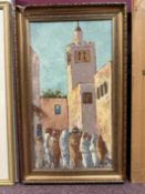 Original Oil Painting On Hardboard. Signed, Yahia