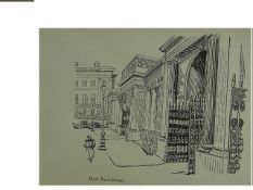 Edward Bawden CBE RA Original Vintage Historic Lithograph of London Hyde Park Wellington