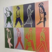 Julian Opie (1958) ‘Crossing’ Set of Eight Lenticular Cards, 2020