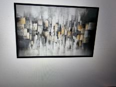 John Lewis Thora Hand-Painted Abstract Framed Canvas, 72 x 112cm, Yellow/Grey Sells For £195 No V...