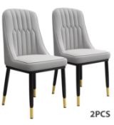 2Pc Dining Chair PU Padded Seat Chair For Dining Room Bedroom Kitchen Chairs Metal Legs For Balco...