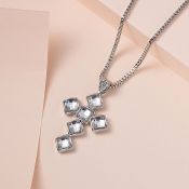 New! Grey & White Austrian Crystal Cross Necklace