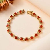 New! Asscher Cut Salamanca Fire Opal, Zircon Bracelet