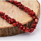 New! Coral Necklace In Silver Tone