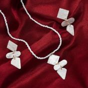 New! 2 Piece Set - White Shell Pearl Pendant With Necklace and Earrings
