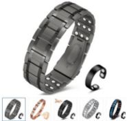 11 x Men's & Womens Magnetic Bracelets Titanium Steel Magnet RRP £250.00