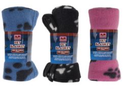 12 x Pet Blanket 55cm x 80cm Assorted Colours