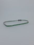 Silver Tennis Bracelet Set With Green Cubic Zirconia