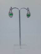 Silver cz set hinged earrings