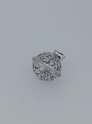 Silver and CZ Set Orb Pendant Heart Detail