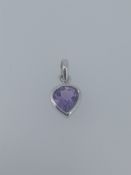 Silver Pendant Set With AAA Amethyst Pear Cut Stone