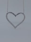 Silver With Round Cut CZ Stones Set Heart Necklace