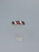 Silver ring set with natural amber