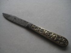 Antique Brass Mounted Steel Bladed Fruit Knife