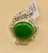 Royal Bali 15.5ct Green Jade Sterling Silver Solitaire Ring Size M/12/52