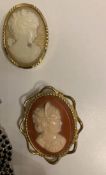 Two Vintage Cameo Brooch