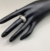Vintage Solid 925 Silver Modernist Band Ring UKQ US7.5 EU56 W6.65g 10mm Band