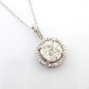 18K White Gold Necklace Detailed With Baguette and Brilliant Diamonds