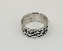 Chunky Men’s Abstract Oxidised 925 Silver Wide Band Ring Size U 10 63 8.4gr 10mm