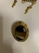 Vintage Gold Tone Agate Cabochon Scarf Clip
