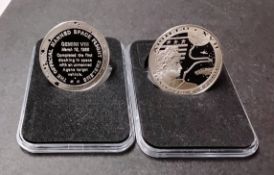 Franklin Mint, Sterling Silver Emblems, NASA Apollo 17, Gemini 8, Hallmarked