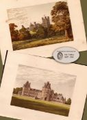 2 Stunning Gilt-Edge Coloured Victorian Antique Book Plates Wales.