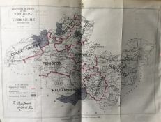 Antique 139 Years-Old Scarce Map South West Riding Yorkshire 1885