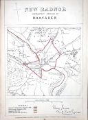 New Radnor Rhayader Area Powys Wales Boundary Commission 157-Year-Old Antique Map