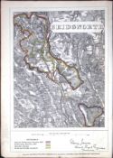 Bridgnorth Shropshire Boundary Commission 157-Year-Old Coloured Antique Map.