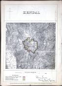 Kendal Lake District Boundary Commission 157-Year-Old Coloured Antique Map.