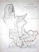North Lancashire Blackpool. Morecambe, Preston 157-Year-Old Large Antique Map.