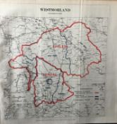 Antique 139 Years-Old Scarce Coloured Map Lake District 1885 Boundary Changes.