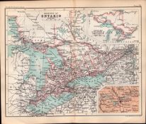 Canada Ontario Province Double Sided 126 Years-Old Antique 1896 Map.