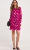 Jo By Joanna Hope Pink Long Sleeve Sequin Shift Dress Summer Size 18 New