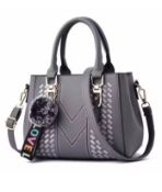 Embroidery Messenger Bags Women Leather Handbag Grey