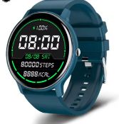 Smart Watch Full Touch Screen Sport Fitness Watch Man IP67 Waterproof Bluetooth For Android Blue