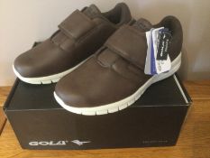 Gola “Oscar” Qf Mens Wide Fit Trainers, Size 8, Brown/White - New RRP £36.00