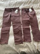 Bundle of 2 Girl's Jeans, Red With Black Stripes, Size UK 4 and UK 10