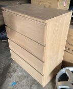 1 x Modern Light Oak Chest of 4-Drawers