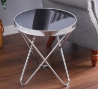 Chrome and Black Side Table
