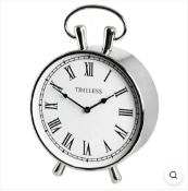 41cm Silver Round Mantle Clock x 2