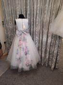 Richard Designs Flower Girl Dress, Size 7, Ivory and Botanique Floral Sash and Bow