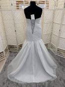 Alfred Angelo Silver Mist Wedding Dress In Silver Tulle Lace Up Back Size 14